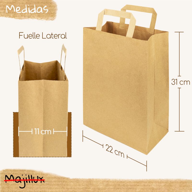 bolsa de papel, bolsa de kraft, bolsa con asa
